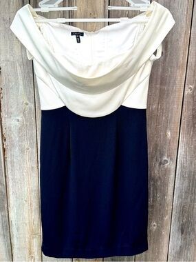 Escada Black and White Off-Shoulder Cocktail Dress